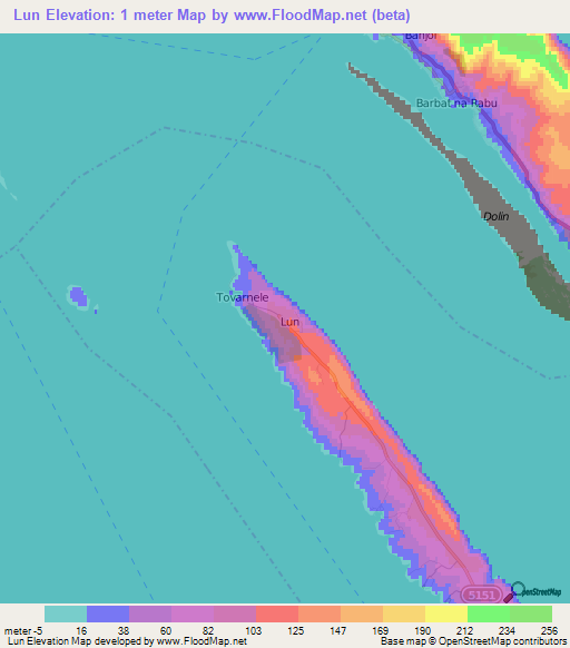 Lun,Croatia Elevation Map