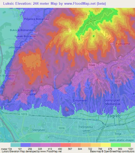 Luksic,Croatia Elevation Map