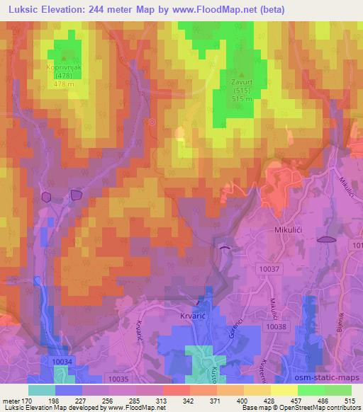 Luksic,Croatia Elevation Map