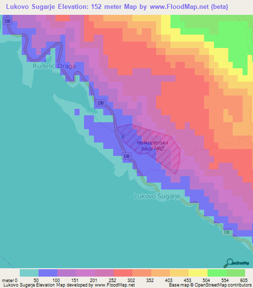 Lukovo Sugarje,Croatia Elevation Map