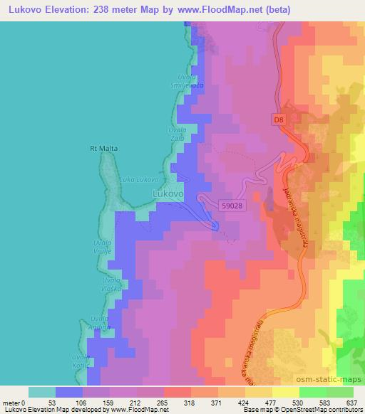 Lukovo,Croatia Elevation Map