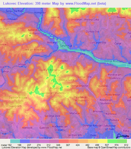 Lukovec,Slovenia Elevation Map