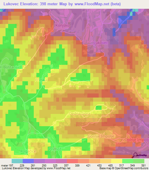 Lukovec,Slovenia Elevation Map