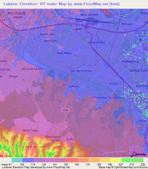 Lukavec,Croatia Elevation Map