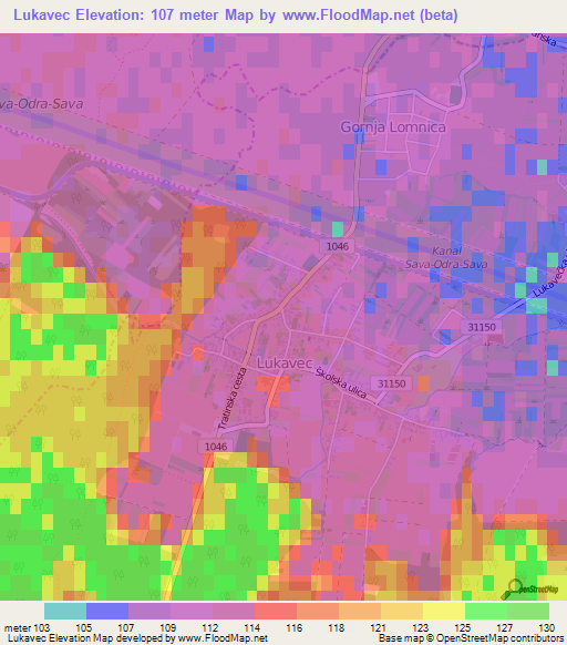 Lukavec,Croatia Elevation Map