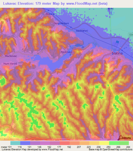 Lukavac,Croatia Elevation Map