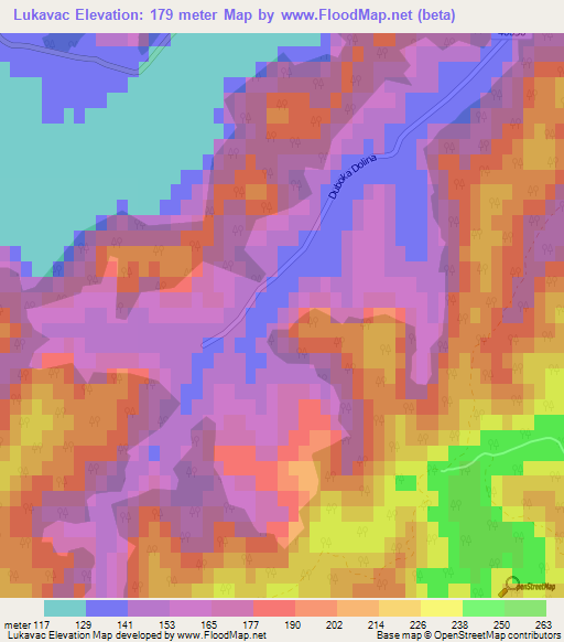 Lukavac,Croatia Elevation Map