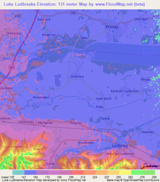 Luka Ludbreska,Croatia Elevation Map