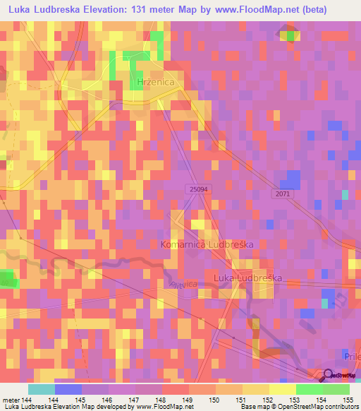 Luka Ludbreska,Croatia Elevation Map