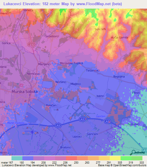 Lukacevci,Slovenia Elevation Map