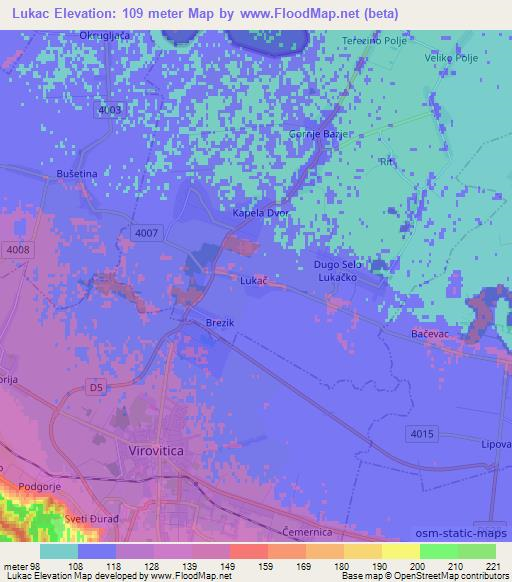 Lukac,Croatia Elevation Map