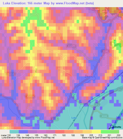 Luka,Croatia Elevation Map