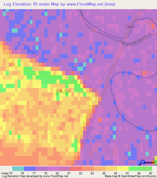 Lug,Croatia Elevation Map