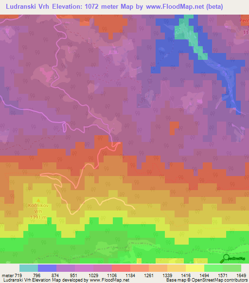 Ludranski Vrh,Slovenia Elevation Map