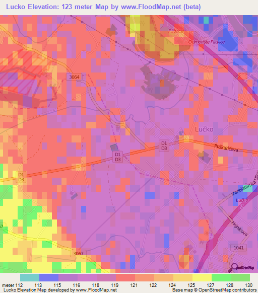 Lucko,Croatia Elevation Map