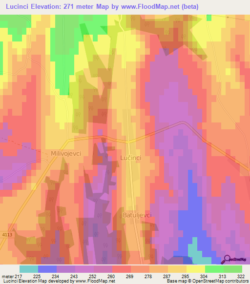 Lucinci,Croatia Elevation Map