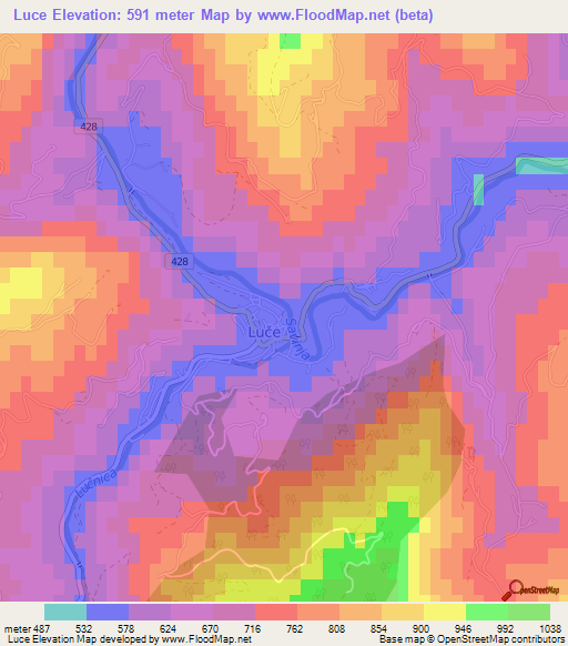 Luce,Slovenia Elevation Map