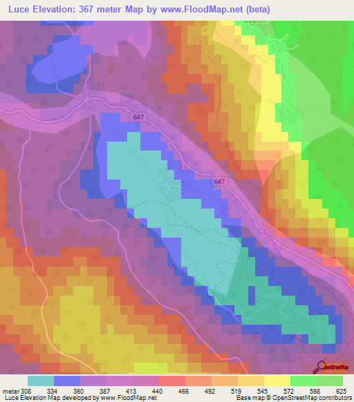 Luce,Slovenia Elevation Map