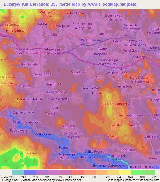 Lucarjev Kal,Slovenia Elevation Map