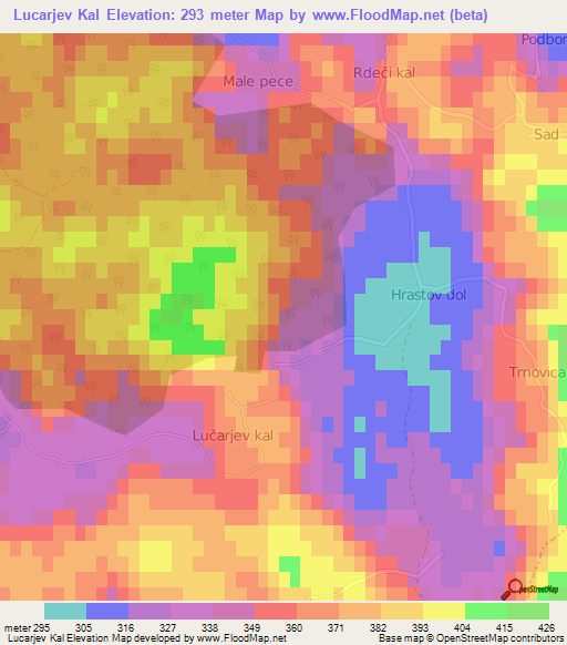 Lucarjev Kal,Slovenia Elevation Map