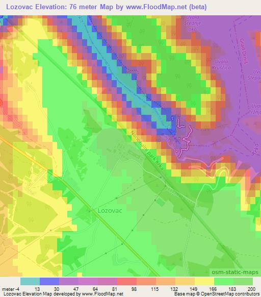 Lozovac,Croatia Elevation Map