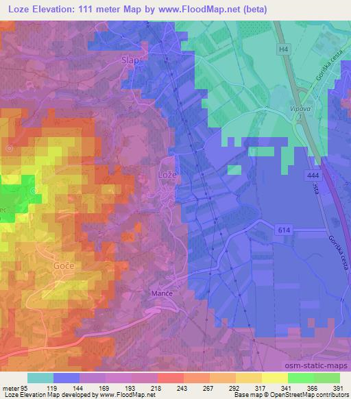 Loze,Slovenia Elevation Map