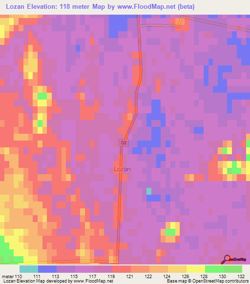 Lozan,Croatia Elevation Map