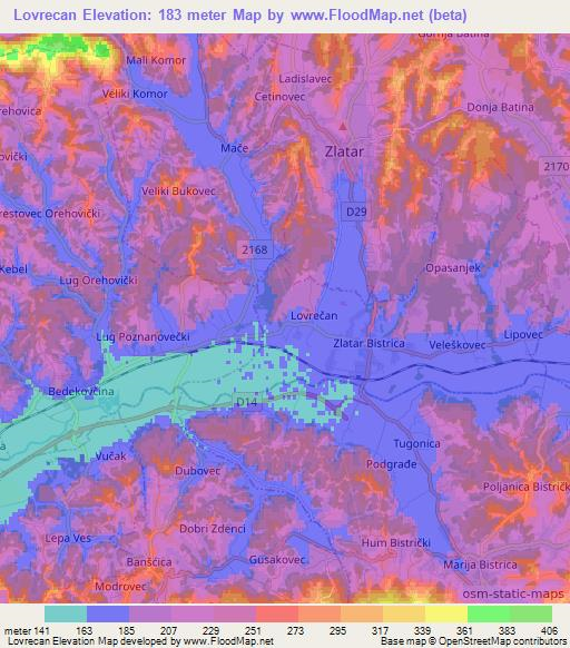 Lovrecan,Croatia Elevation Map