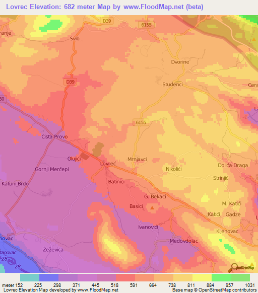 Lovrec,Croatia Elevation Map