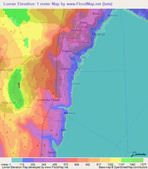 Lovran,Croatia Elevation Map