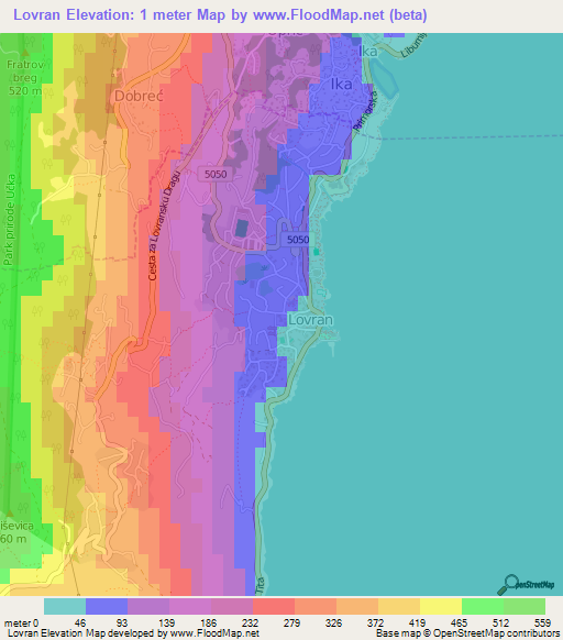 Lovran,Croatia Elevation Map