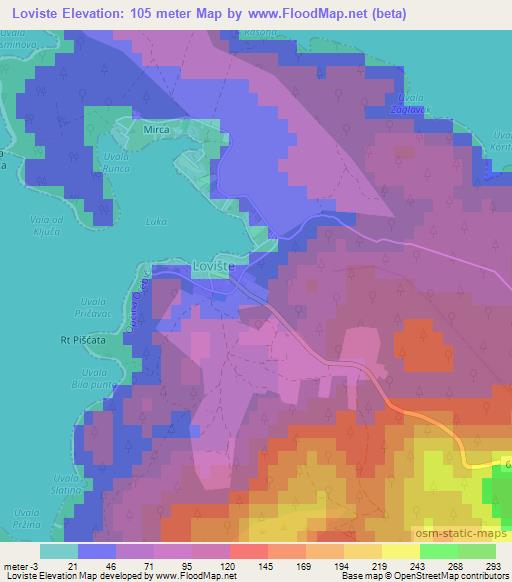 Loviste,Croatia Elevation Map