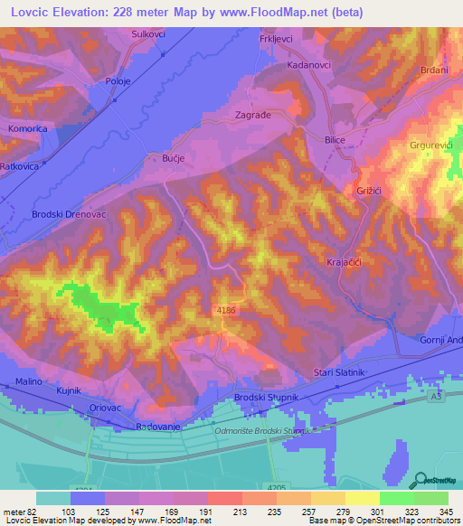 Lovcic,Croatia Elevation Map