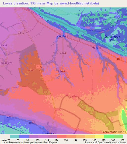 Lovas,Croatia Elevation Map