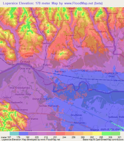 Lopersice,Slovenia Elevation Map