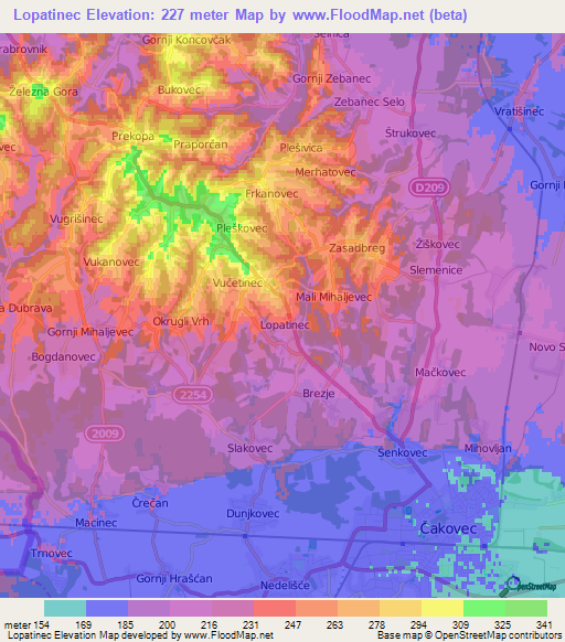 Lopatinec,Croatia Elevation Map