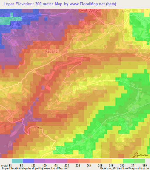 Lopar,Slovenia Elevation Map