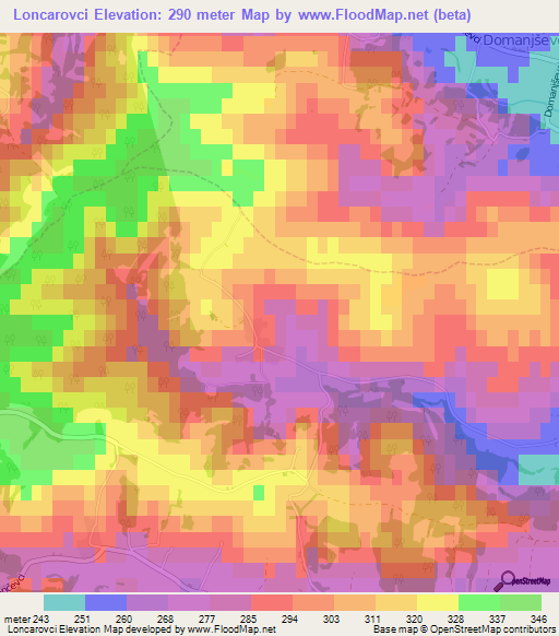 Loncarovci,Slovenia Elevation Map