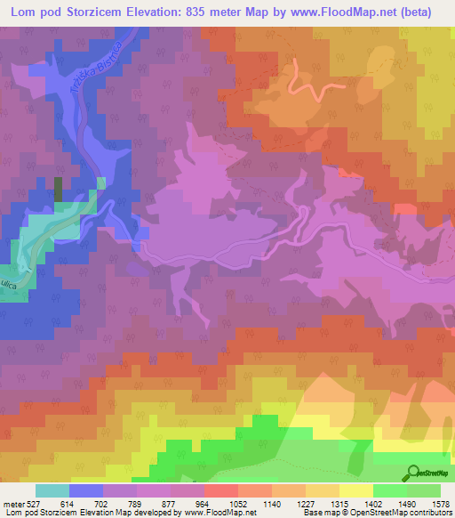 Lom pod Storzicem,Slovenia Elevation Map