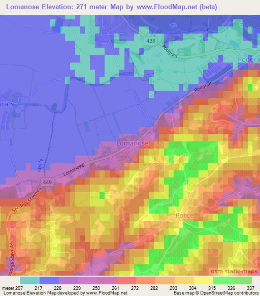 Lomanose,Slovenia Elevation Map