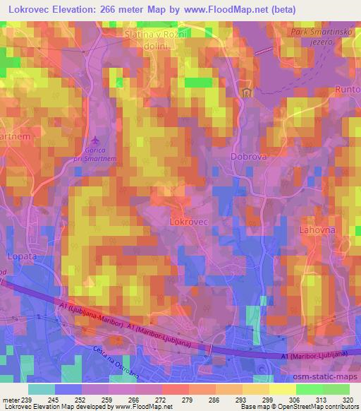 Lokrovec,Slovenia Elevation Map