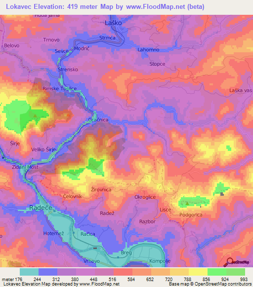 Lokavec,Slovenia Elevation Map