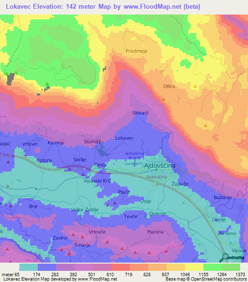 Lokavec,Slovenia Elevation Map