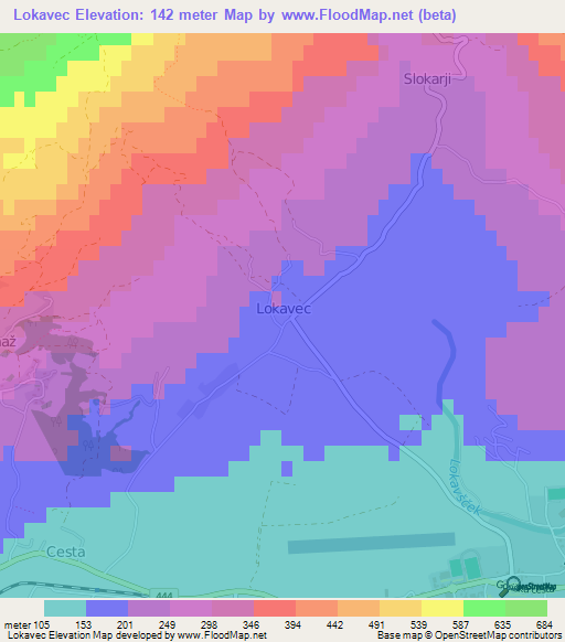 Lokavec,Slovenia Elevation Map