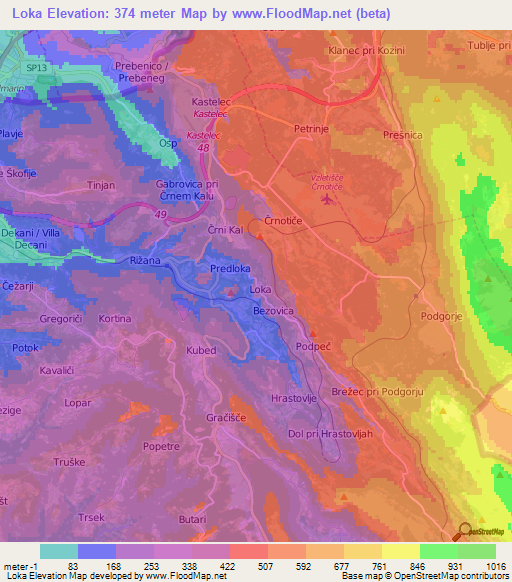 Loka,Slovenia Elevation Map