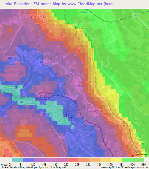 Loka,Slovenia Elevation Map