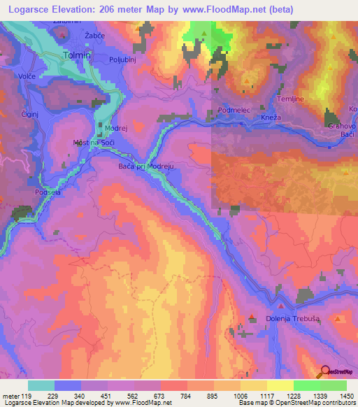 Logarsce,Slovenia Elevation Map