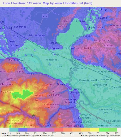 Loce,Slovenia Elevation Map