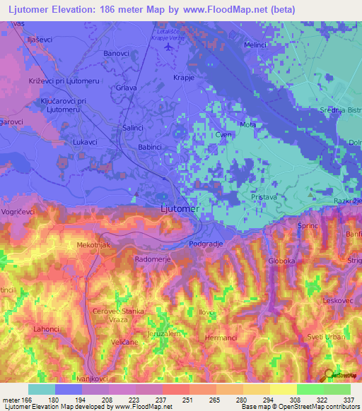 Ljutomer,Slovenia Elevation Map