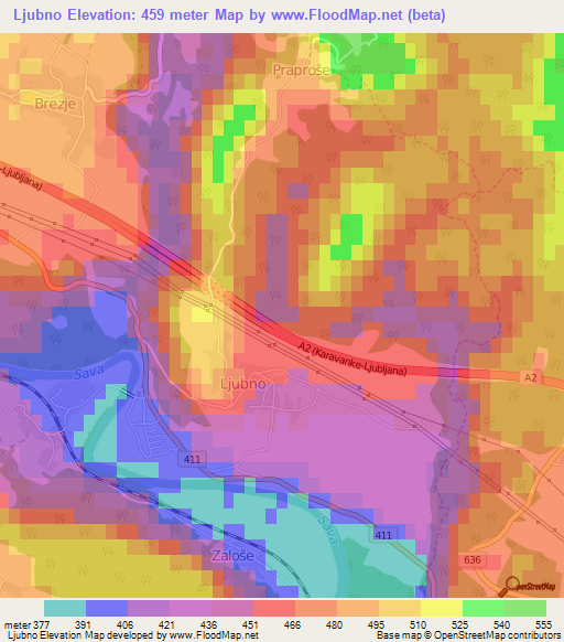 Ljubno,Slovenia Elevation Map